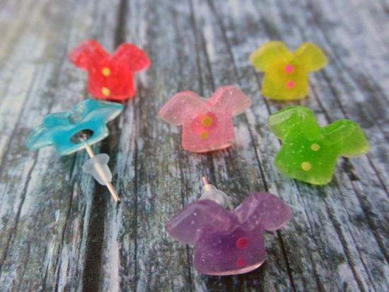 Preview: T-Shirt und Hosen Ohrstecker bunt Glitzer